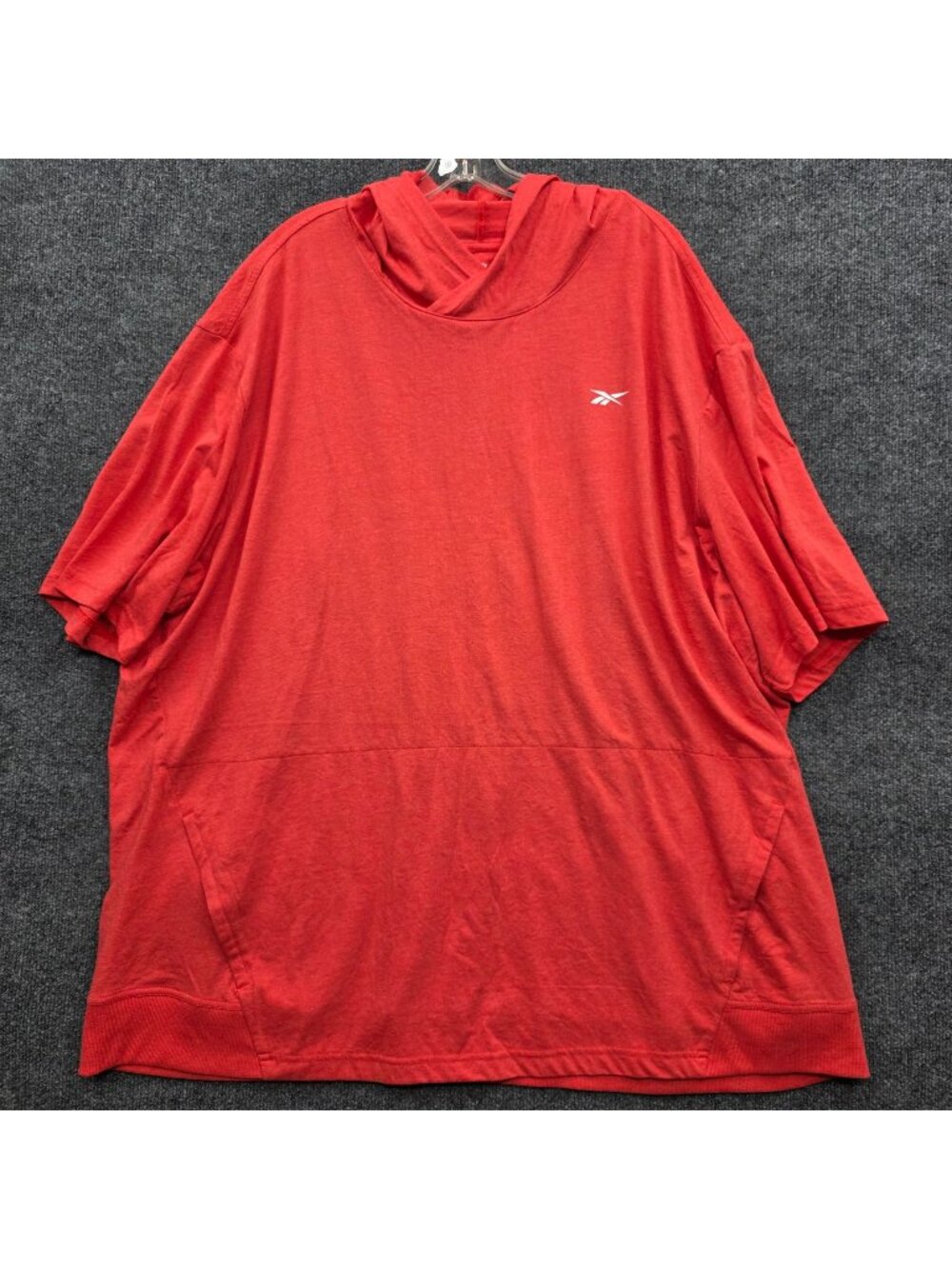 Reebok Short Sleeve Pullover Hoodie 4XL Red Oversized Casual Sporty Streetwear